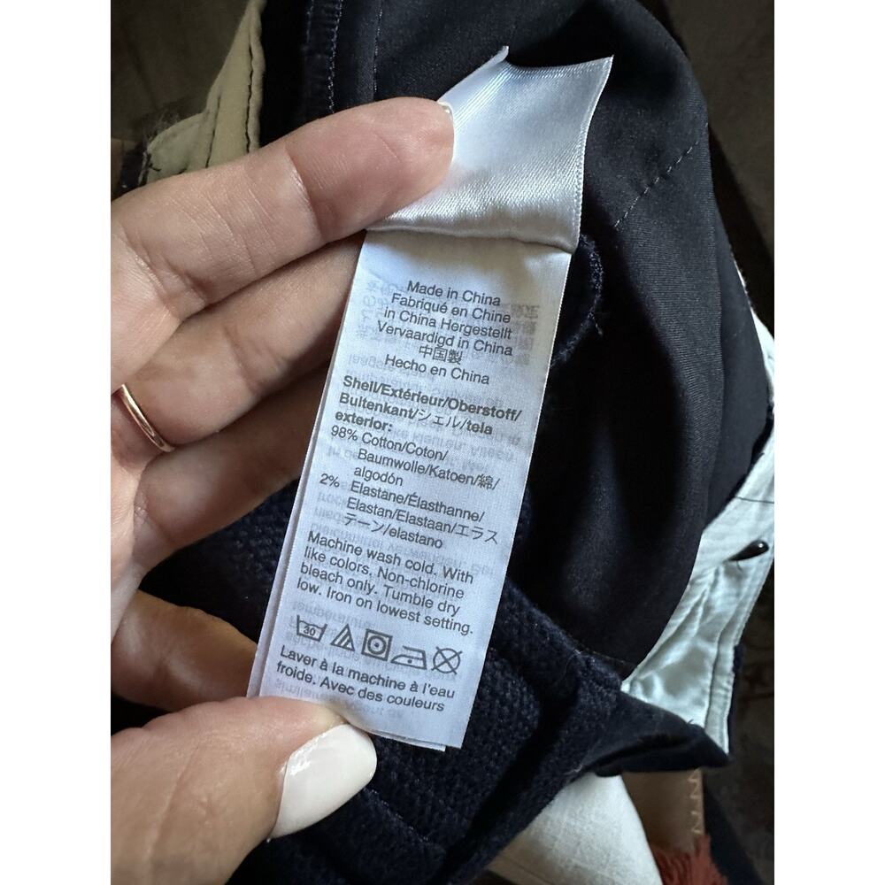 J. Crew Size 2 Kickout Crop Pants High Waisted Grasscloth Cotton Navy Blue AN015 - Picture 6 of 6
